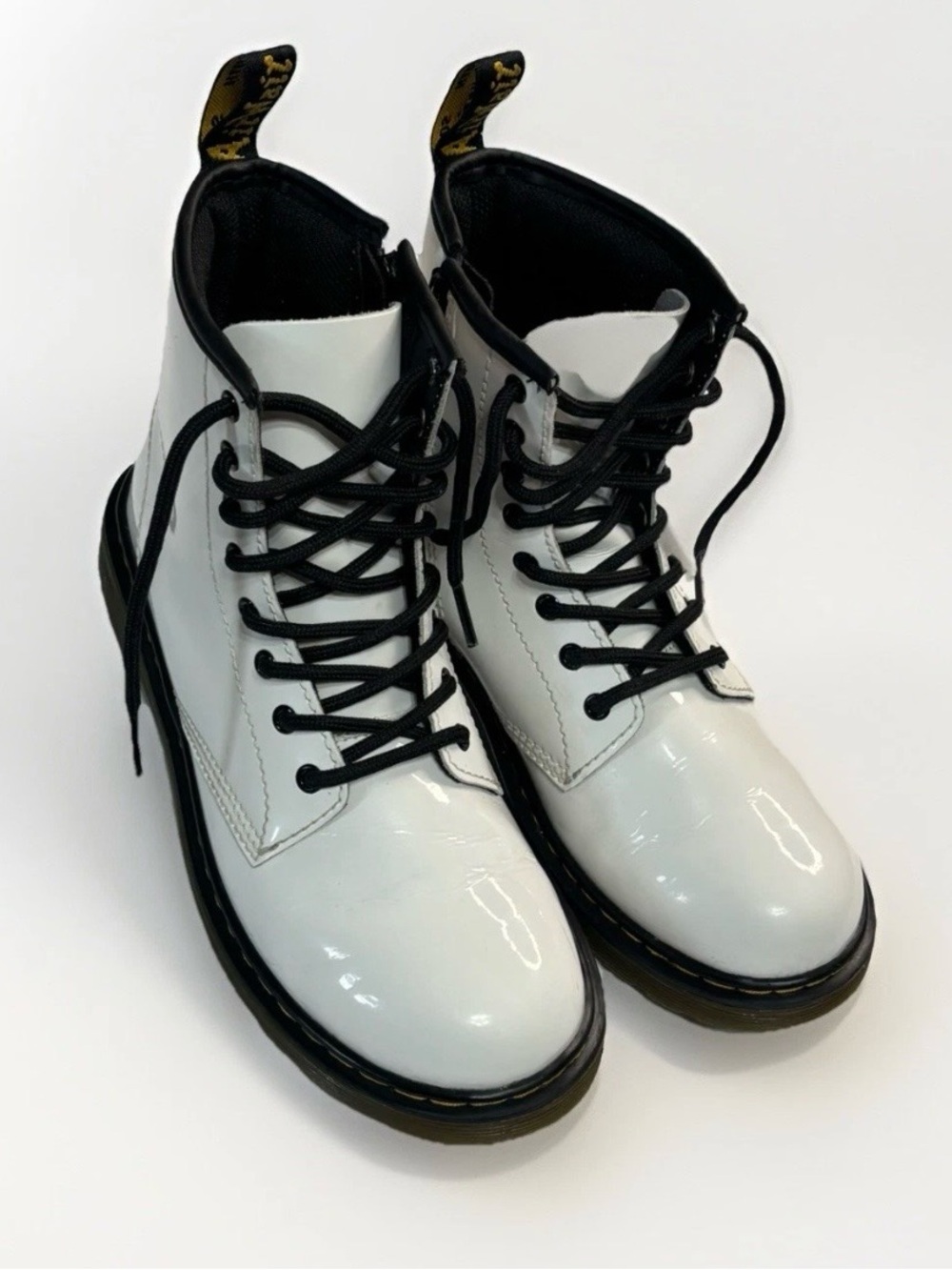 Dr Martens Kid's 1460 Junior White Leather Combat Boots | Kids Docs unisex 4/5